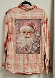 Santa Claus Darker Pink Flannel Shirt
