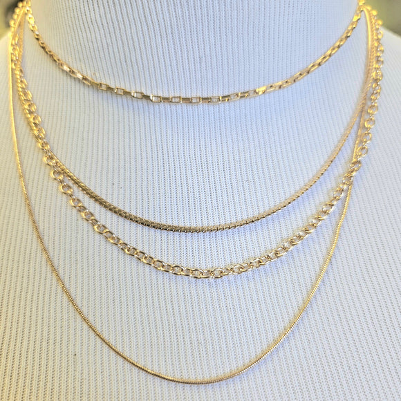 Gold Four Chain Necklace