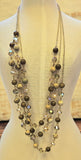 3 Strand Brown And Cream Beaded Necklace