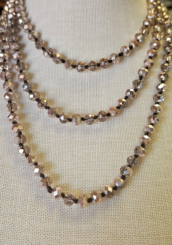 Peachy Color Long Beaded Necklace