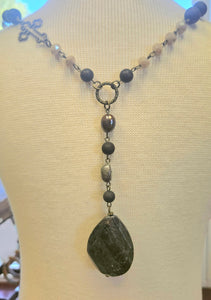 Black Stone Pendant Necklace