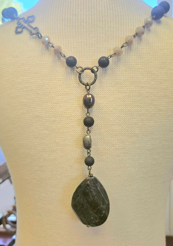 Black Stone Pendant Necklace