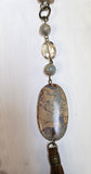 Beaded Necklace With Stone Pendant And Cross