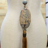 Beaded Necklace With Stone Pendant And Cross