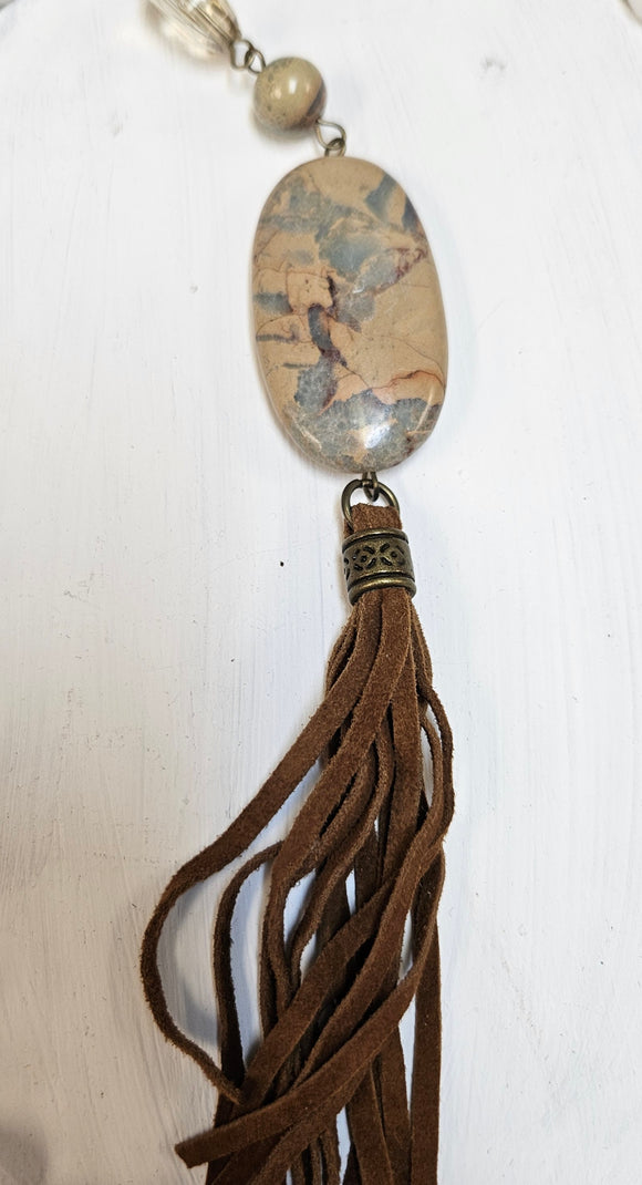 Beaded Stone Pendant