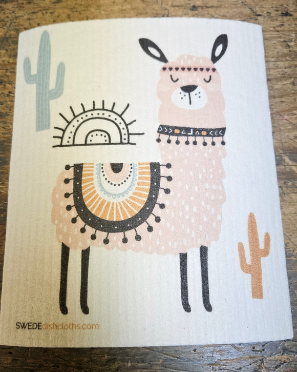 Swedish dishcloth pink llama