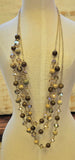 3 Strand Brown And Cream Beaded Necklace