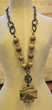 Brown Beaded Necklace With Stone