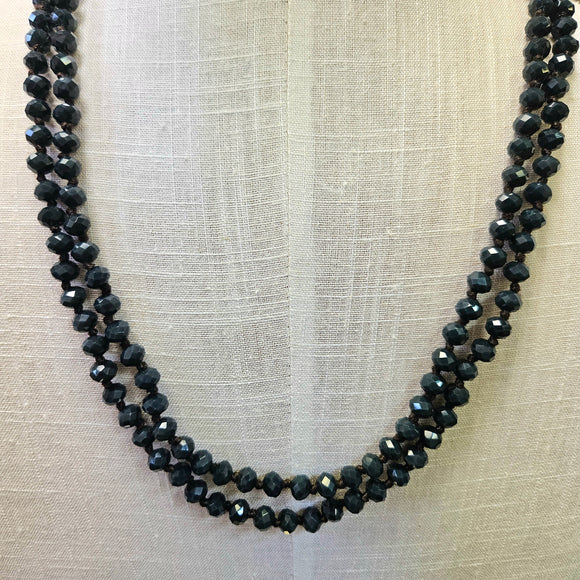 Navy Blue Beaded Necklace