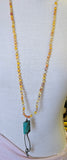 Lovely Yellow Beaded Necklace With Turquoise And Sparkly Tassle
