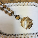 Brown Beaded Necklace With Stone