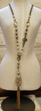 Beaded Necklace With Stone Pendant And Cross