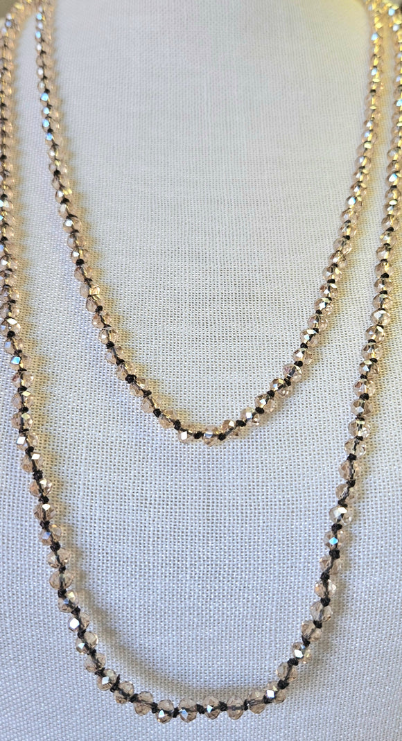 Champagne Long Beaded Necklace