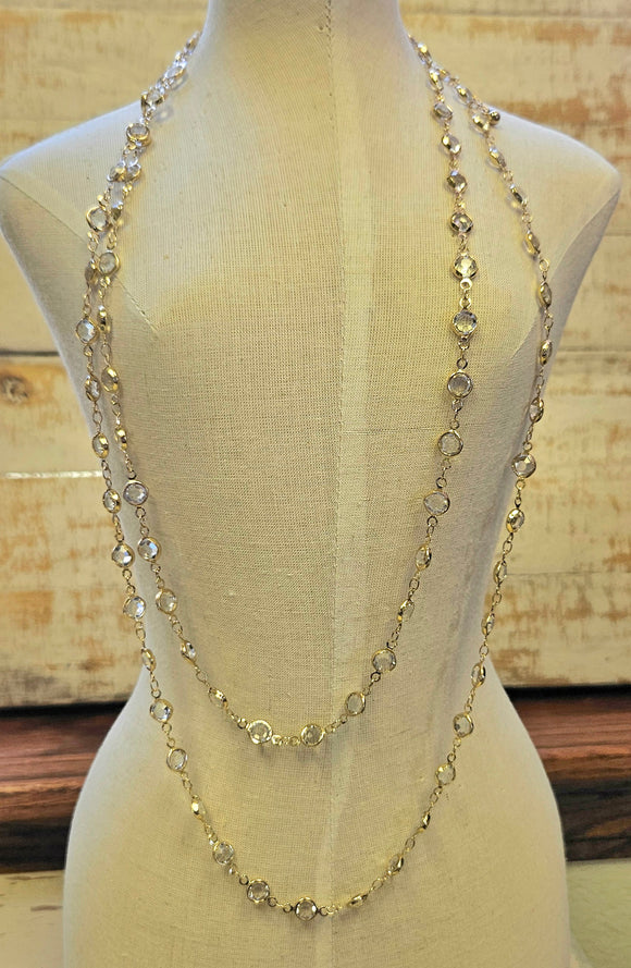 Gold Chain With Round Clear Crystals