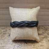 Black Leather Braided Adjustable Bracelet
