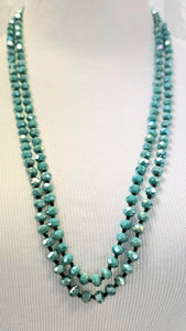 Long Sea Green Beaded Necklace