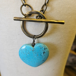 Turquoise Pendant Bronze Chain