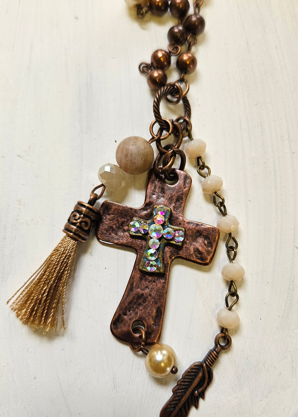 Copper Cross With Diamonds