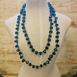 Teal Knotted Beaded Necklace