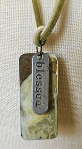Green & White Necklace With Blessed Pendant
