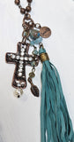 Copper Cross Necklace With Dangle