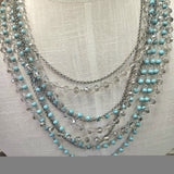 9 Strand Turquoise & Silver Necklace With Earrings