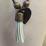 Brown Necklace With Mint Green Tassle