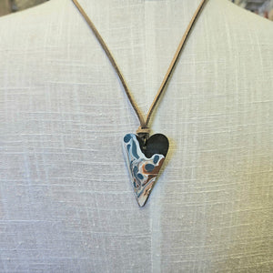 Orange, Blue, & White Heart Necklace