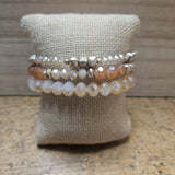 Fantastic Light Pink And Salmon Color Three Piece Set Bracelets With Golden Chain