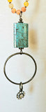 Lovely Yellow Beaded Necklace With Turquoise And Sparkly Tassle