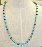 Turquoise And Silver Wooden Bead Necklace