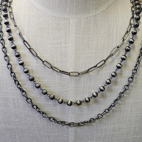 Three Strand Silver Necklace