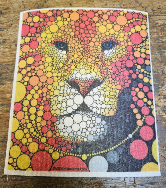 Swedish dishcloth colorful lion