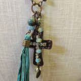 Copper Cross Necklace With Dangle