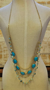 4 Strand Teal Necklace