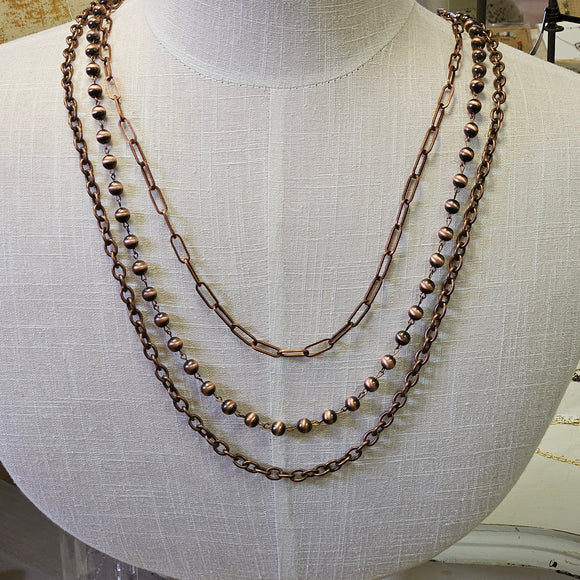 Bronze/Copper Three Strand Necklace