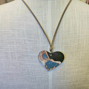 Heart Necklace With Orange, Blue, & White