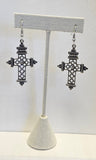 Detailed Dangly Cross Earrings