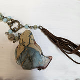 Blue And Brown Stone Beaded Necklace