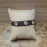 Brown Diamond Studded Leather Adjustable Bracelet