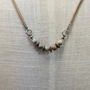 Blue Brown & Red Stone Necklace