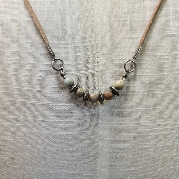Blue Brown & Red Stone Necklace