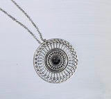 Silver Wheel Crystal Necklace