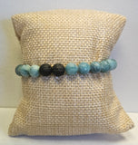 Turquoise And Teal Blues With Black Stone Bracelet