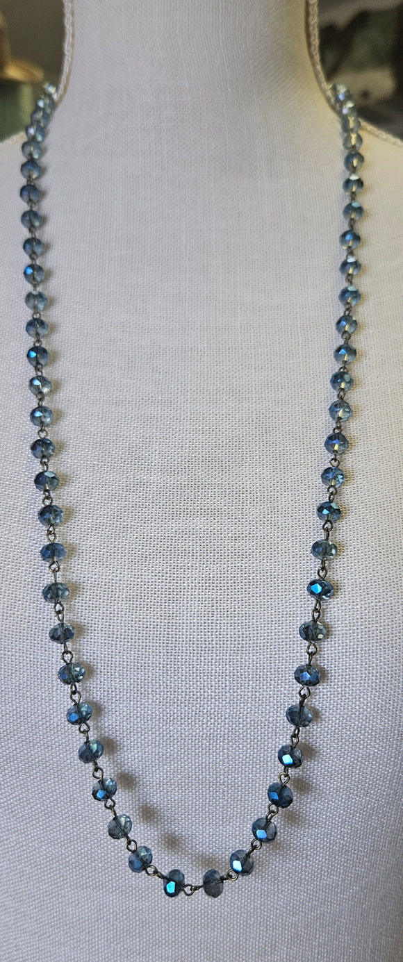 Dark Blue Beaded Necklace