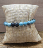 Turquoise And Teal Blues With Black Stone Bracelet