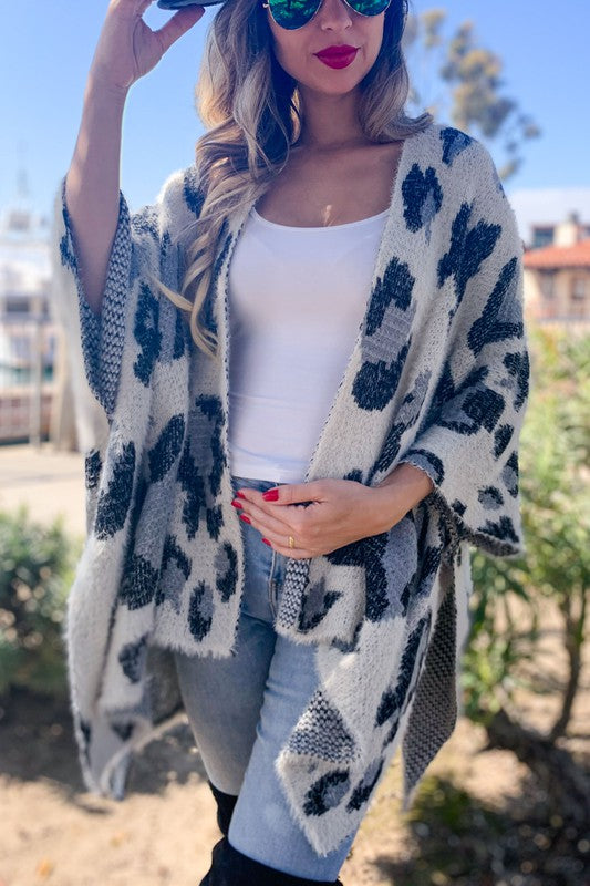 Leopard Printed Soft Cozy Kimono Cardigan
