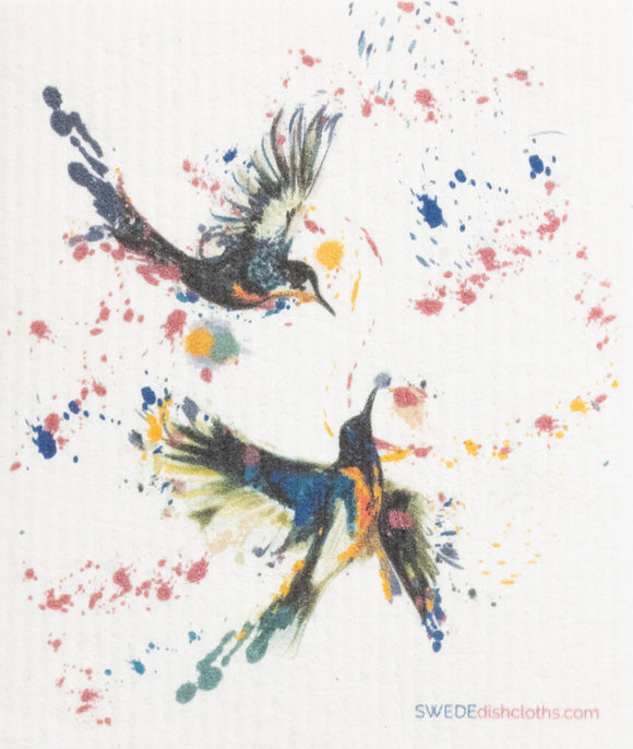 SWEDEdishcloths - Swedish Dishcloth 2 Playing Hummingbirds Spongecloth