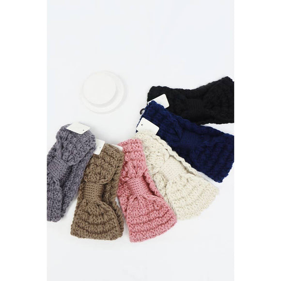 Winter Knitted Crochet Bow Headband