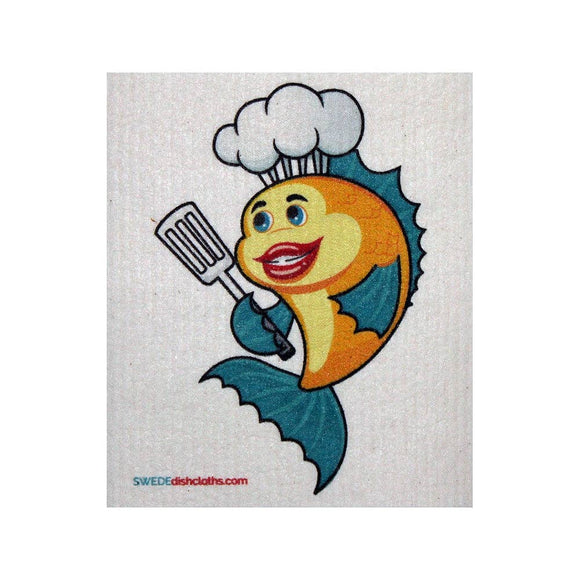 Wet it! Yellow Fish Chef Spongecloth